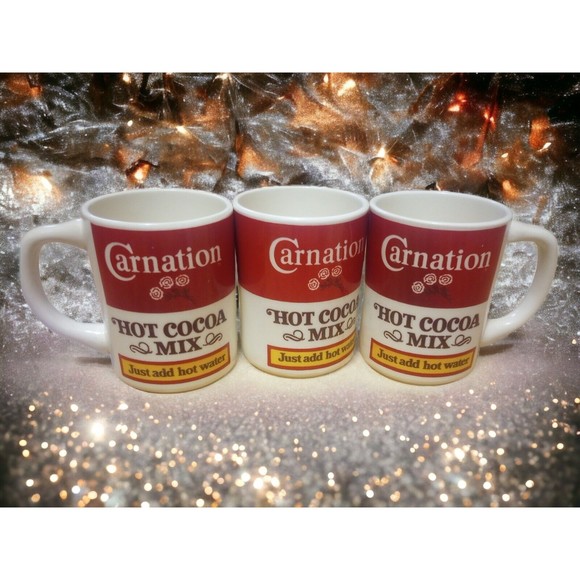 Vintage Carnation Hot Cocoa Mugs Set 3 Coffee Cups Collectible Made In The USA - Picture 2 of 7